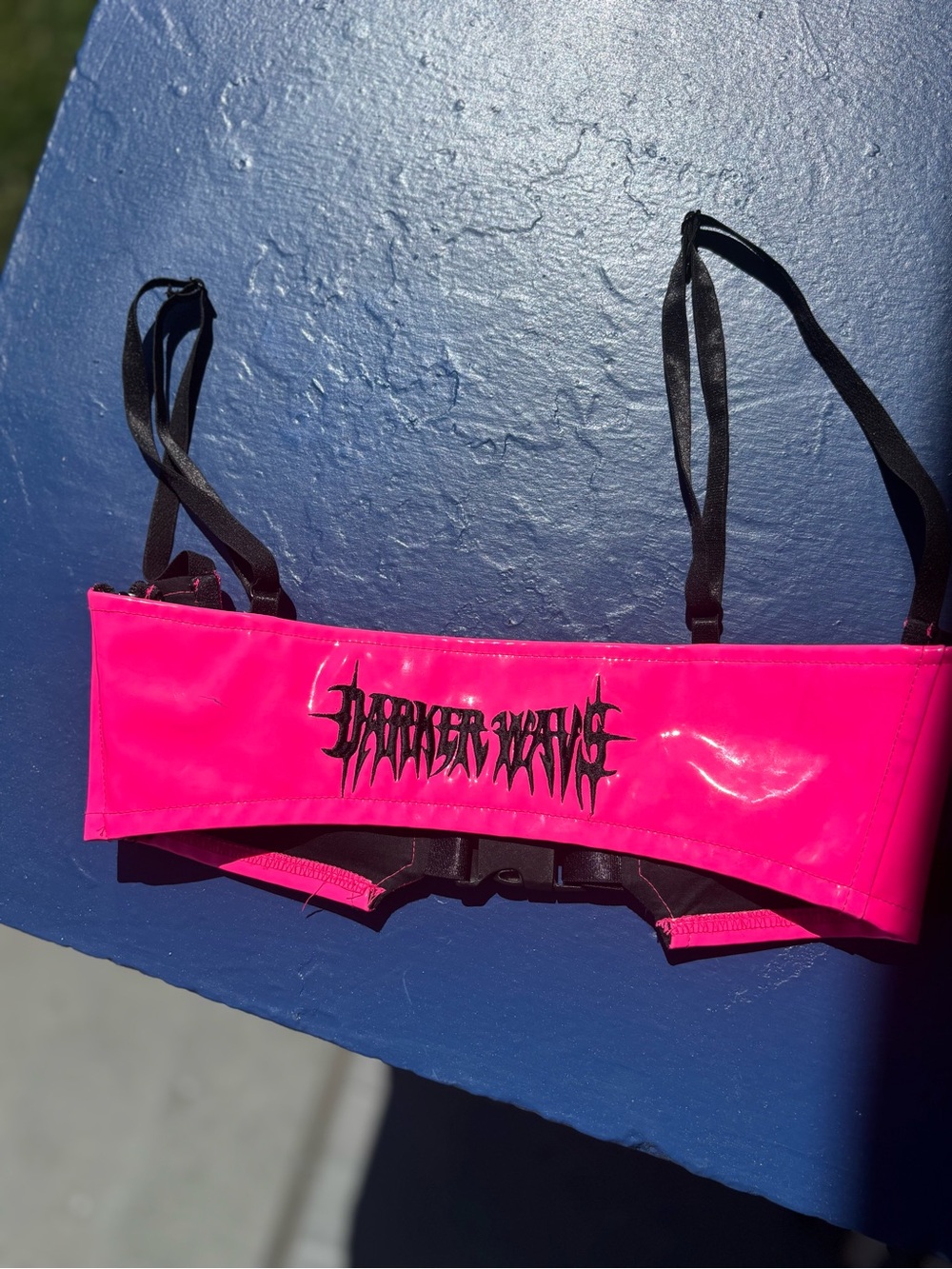 Hot Pink Patent Strap Bralette with Graphic Detail